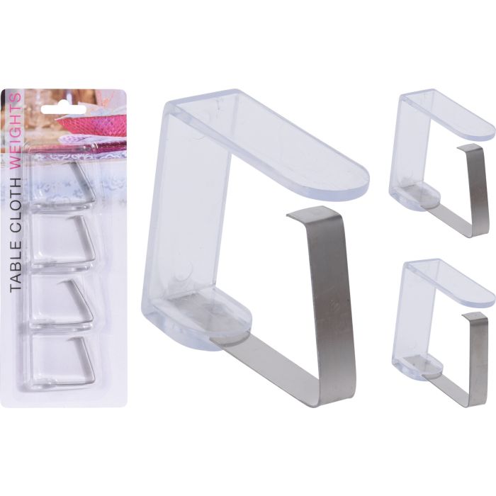 Tablecloth Clips 4 pcs. in Clear Plastic