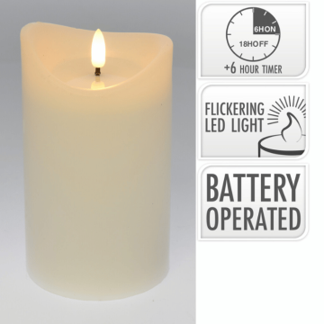 LED block candle white - 9x9x15 cm