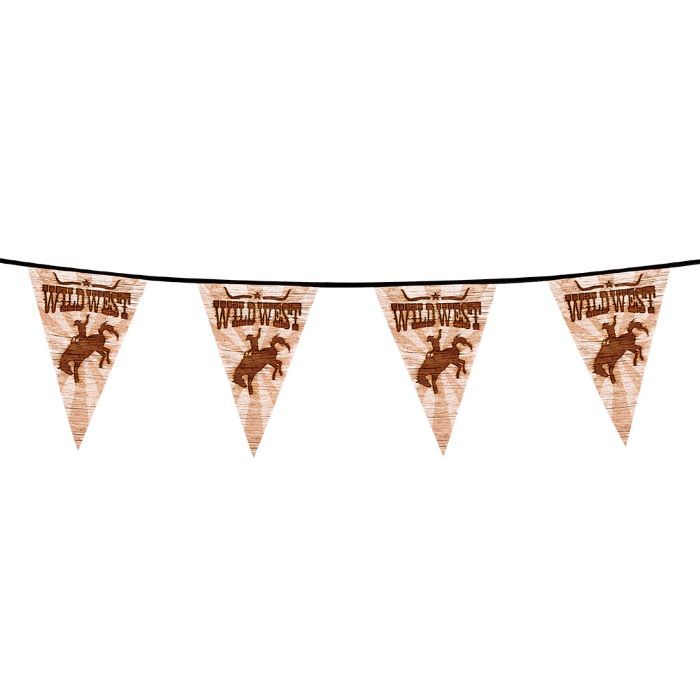 Cowboy wild west plastic pennant garland - 6 m