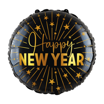 New Year foil balloon gold and black - 45 cm