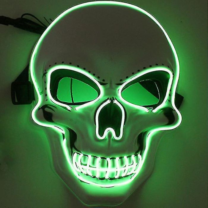 Spooky Halloween LED Mask - Green Skull