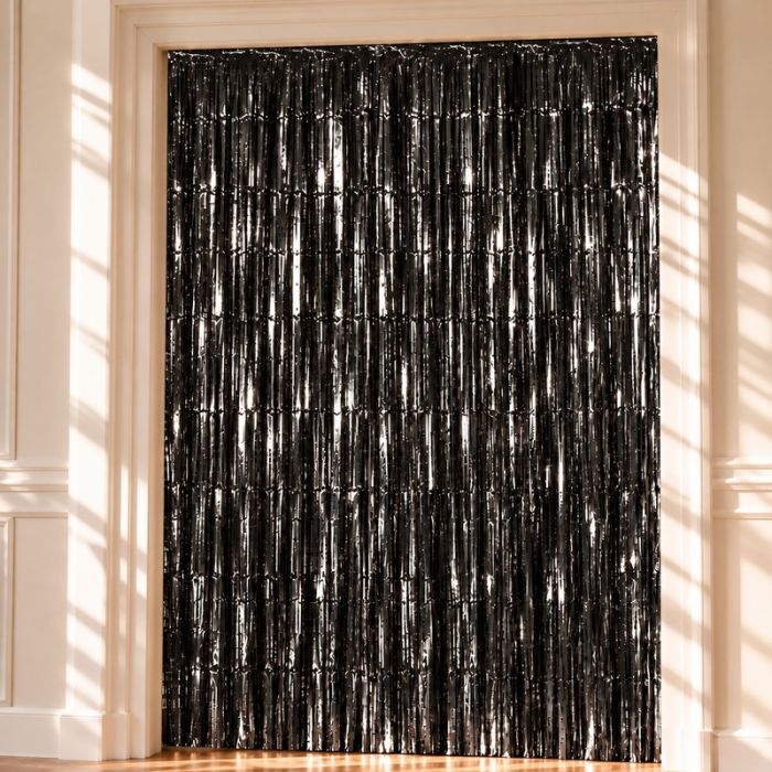 Black Glitter Curtain - 100 x 240 cm