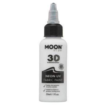 Neon UV Fabric Paint White 30 ml Moon Creations