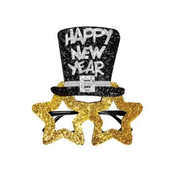 New Year's gold star glasses happy new year