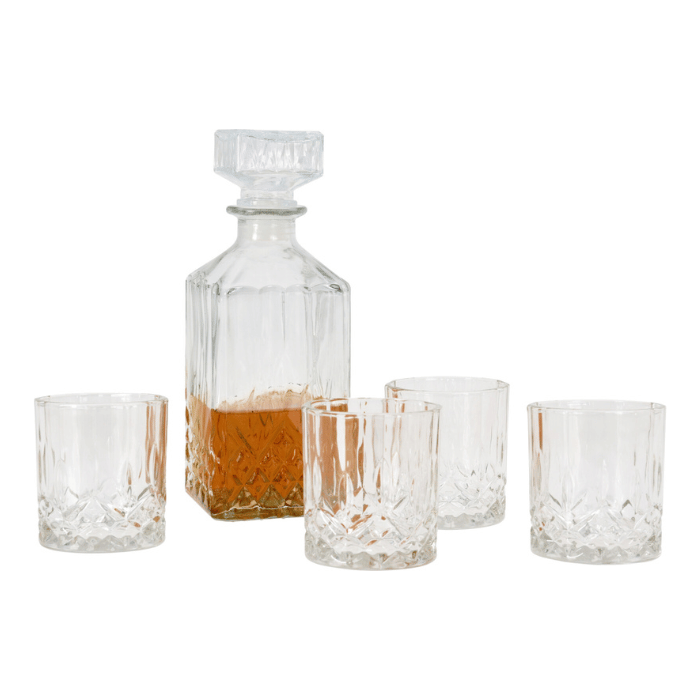 Whisky Decanter w. 4 glasses - 900 ml