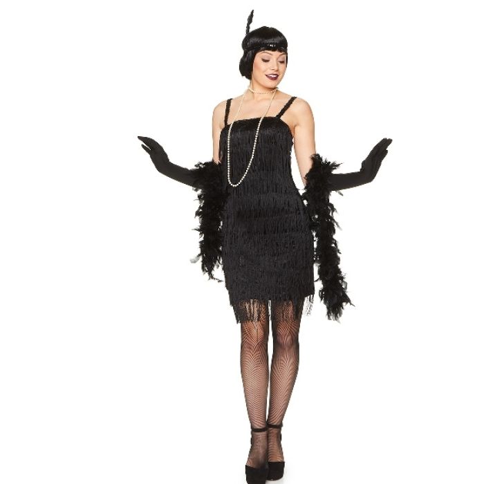 Retro 1920s black flapper costume for women