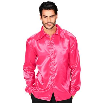 Pink satin disco shirt for men