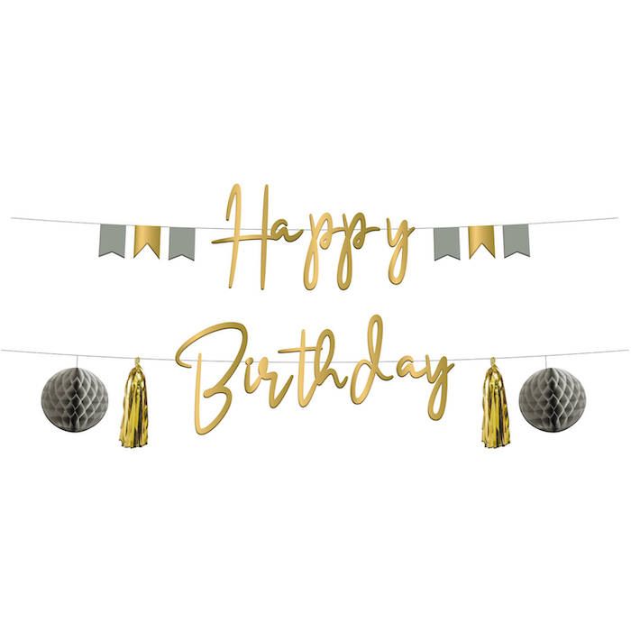 Happy Birthday Garland Golden Dawn - 1.5 m