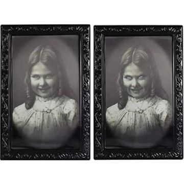 Creepy 3D Halloween portrait with changing image 38x25 cm - Little girl portrait