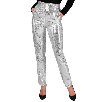 Silver Sequin Trousers for Women