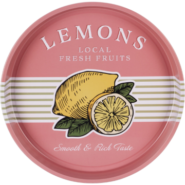 Lemon serving tray in tin Ø32x4 cm