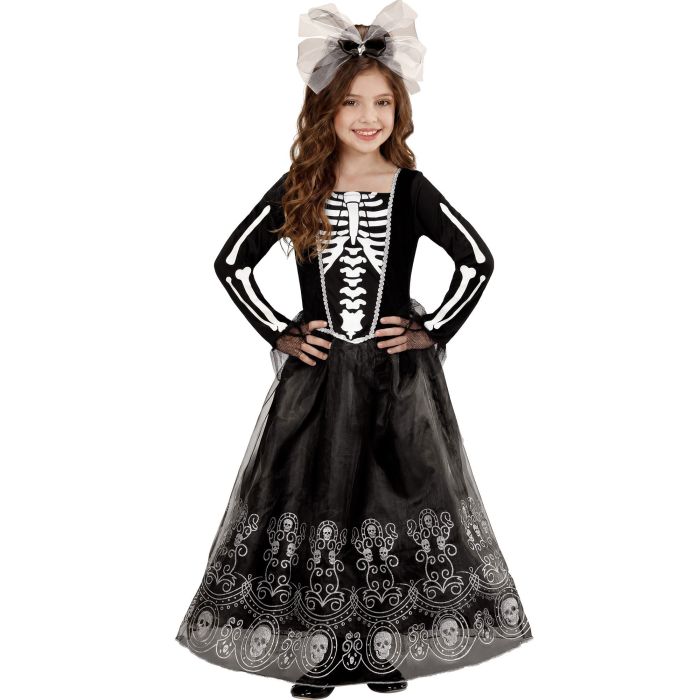 Skeleton Dress with Hair Bow for Girls
