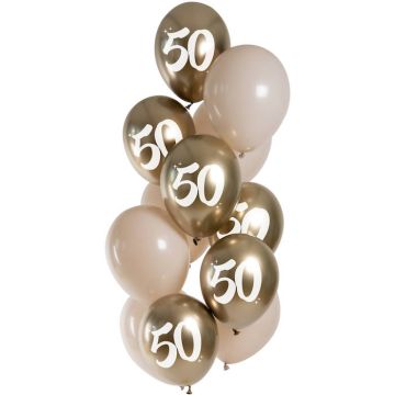 50th gold balloons 12x - 33 cm