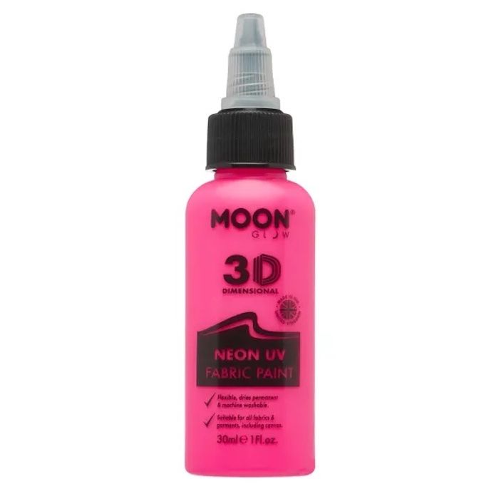 Neon UV Fabric Paint Pink 30 ml Moon Creations