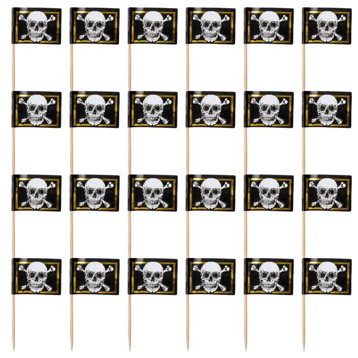Skull Flag Food Picks 24x - 7 cm