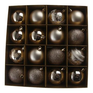 Christmas baubles with glitter in matte and shiny gold 16x - 6 cm