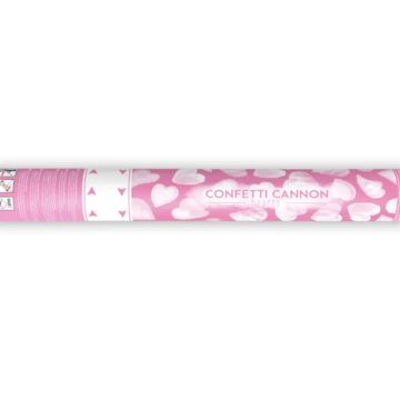 Confetti tube with white hearts - 40 cm
