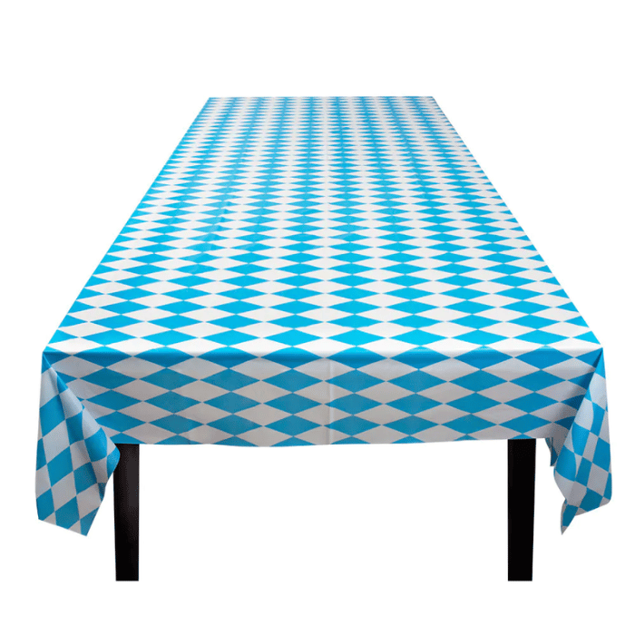 Oktoberfest plastic tablecloth blue/white check - 130x180 cm