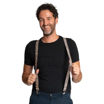 Leopard print suspenders one-size unisex
