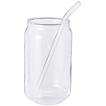Glasses with glass straws 500 ml 2x