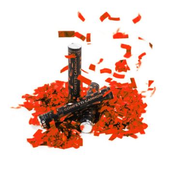 Red Confetti Cannon 40 cm PartyVikings - Metallic Rectangular