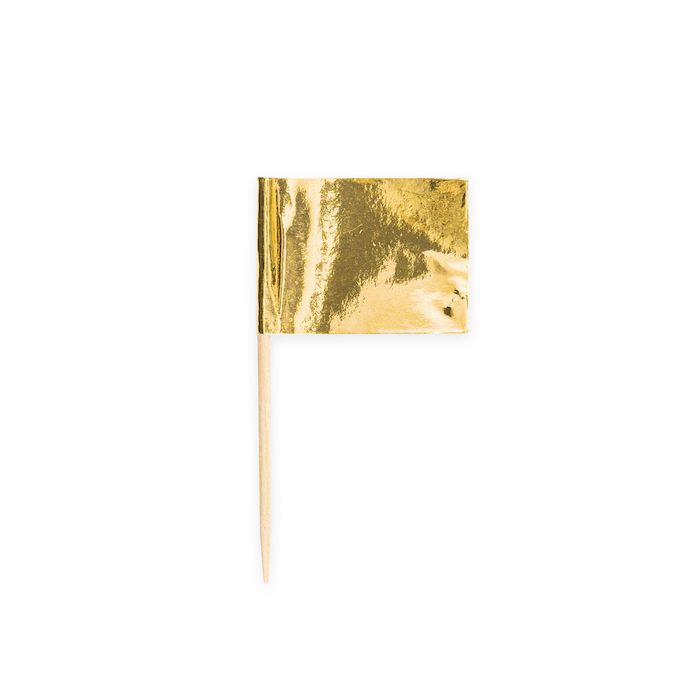 Metallic gold flag sticks 50x 6.5 cm