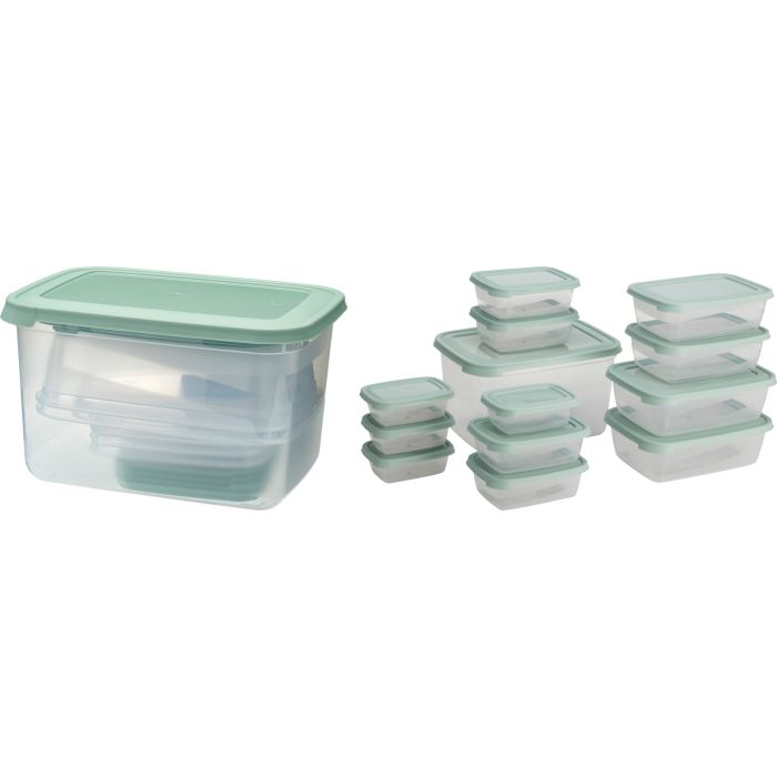 Storage Boxes 13 Pieces with Light Green Lids