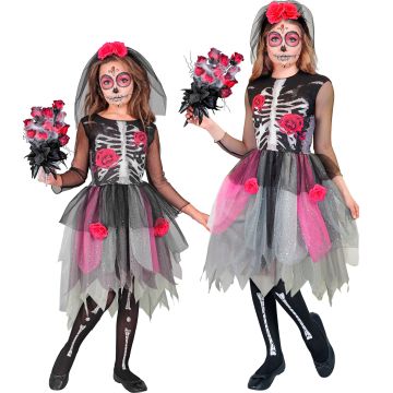 Skeleton Costume with Roses for Girls
