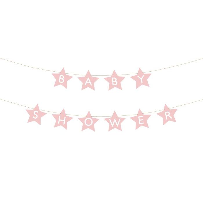Pink baby shower star garland - 290x16.5 cm