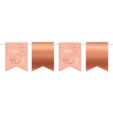 "Happy 40th" Flag Bunting Pink - 6 m