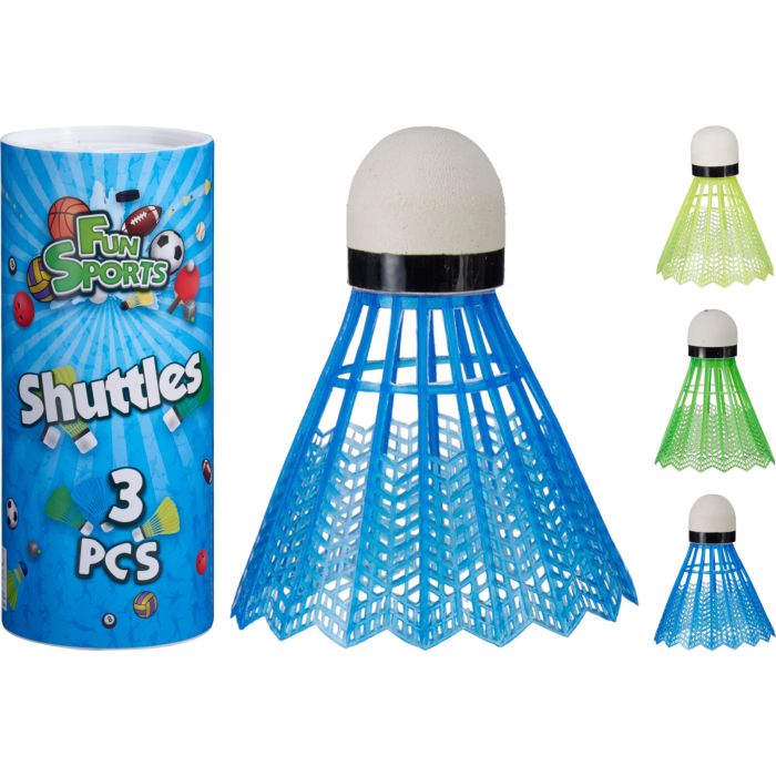 3 Shuttlecocks in Different Colours