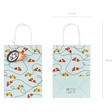 Gift bag with car motifs 10.5x18x25 cm