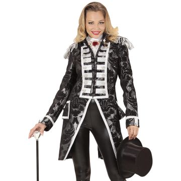 Silver Jacquard Tailcoat for Ladies