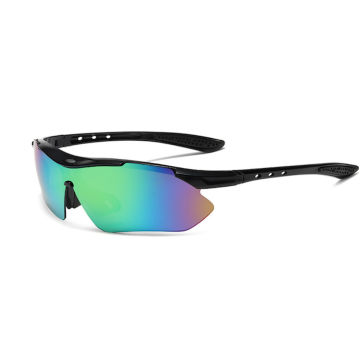 Black Running Sunglasses with Blue Mirror Lenses - One Size