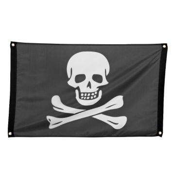Black pirate banner with skull - 90x60 cm