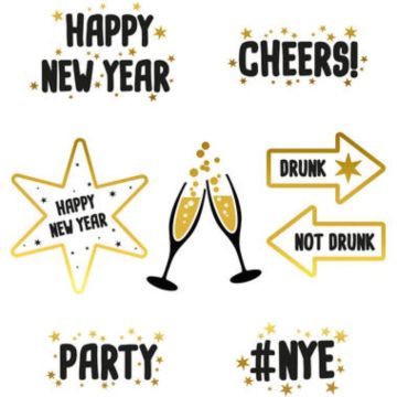New Year's window stickers 12x13.5 cm - 8x mix