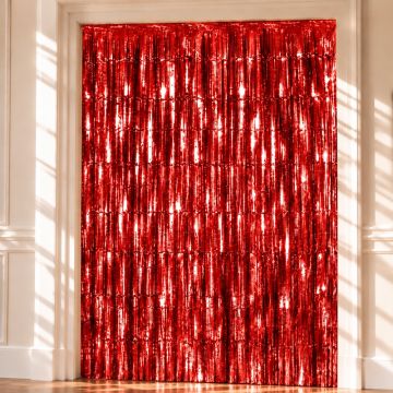 Red Glitter Curtain - 100 x 240 cm