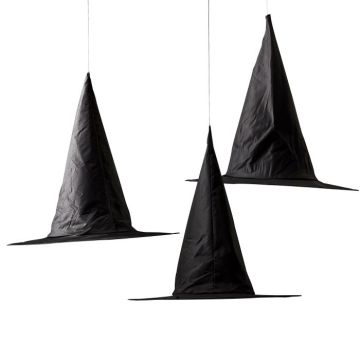 Black hanging witch hat decoration 3x - 50 cm