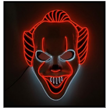 Spooky red Pennywise clown LED mask