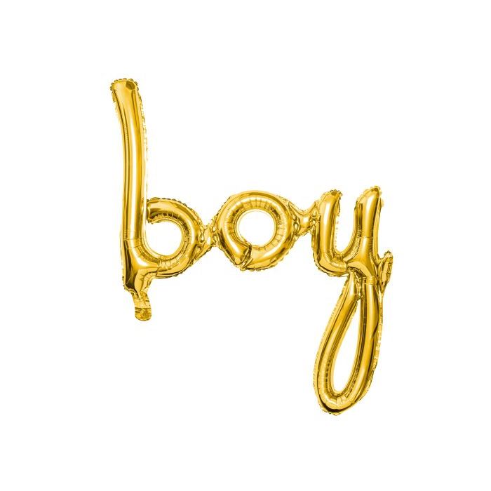 Gold coloured Boy letter foil balloon for boys - 74x63.5 cm