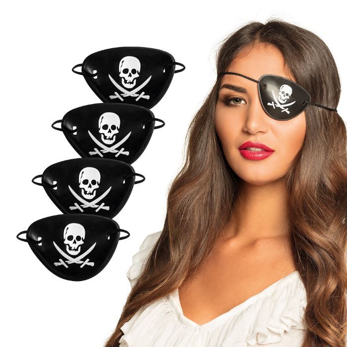Pirate eye patch with skull black - 4x