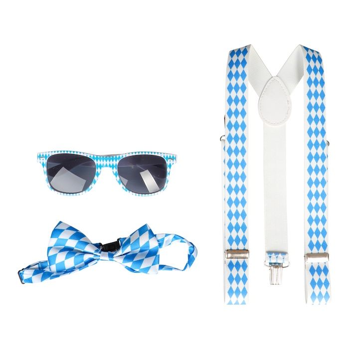 Oktoberfest set with braces, bow tie and glasses