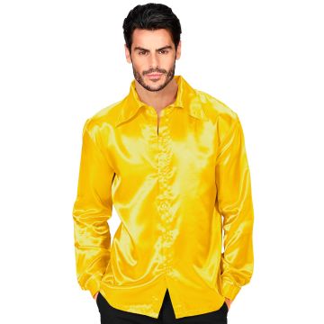Satin disco shirt in yellow for men