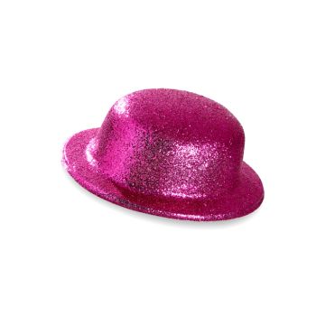 Pink glitter bowler hat
