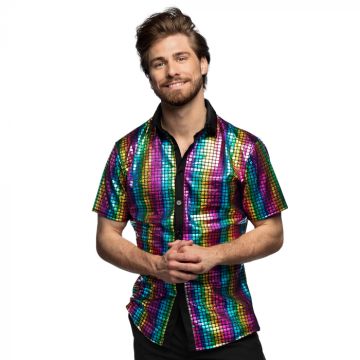 Disco short-sleeved shirt in rainbow colour