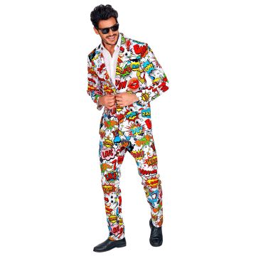 Colourful Suit with Comic Print
