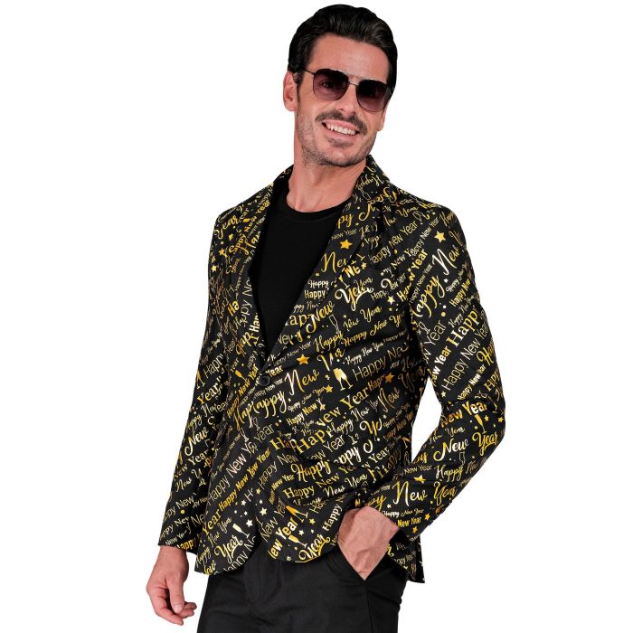 Black New Year Jacket with Sparkling Text