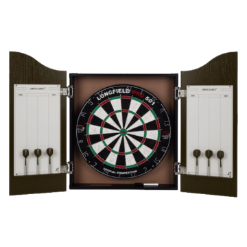 Dart cabinet including dartboard, 6 darts and scoreboard