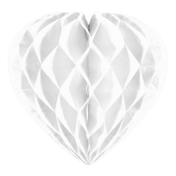 Honeycomb heart white - 30 cm