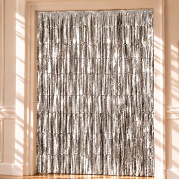 Silver Glitter Curtain - 100 x 200 cm